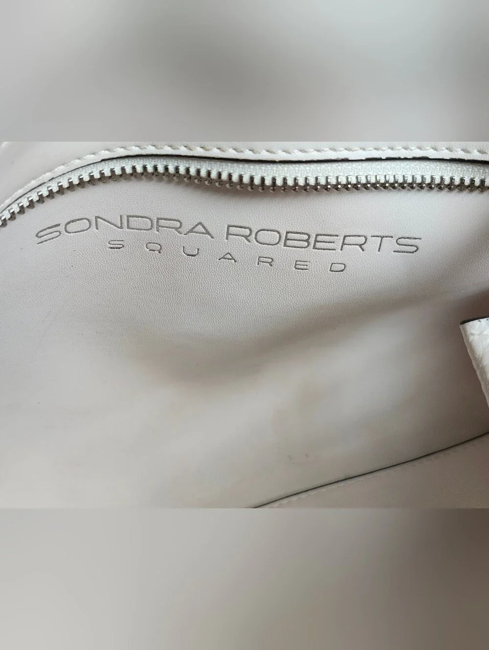 Sondra Roberts Off-White Pebbled Leather Shoulder Bag Crossbody